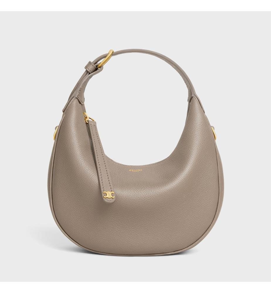 Lulu-Beuteltasche aus genarbtem Kalbsleder – Grau