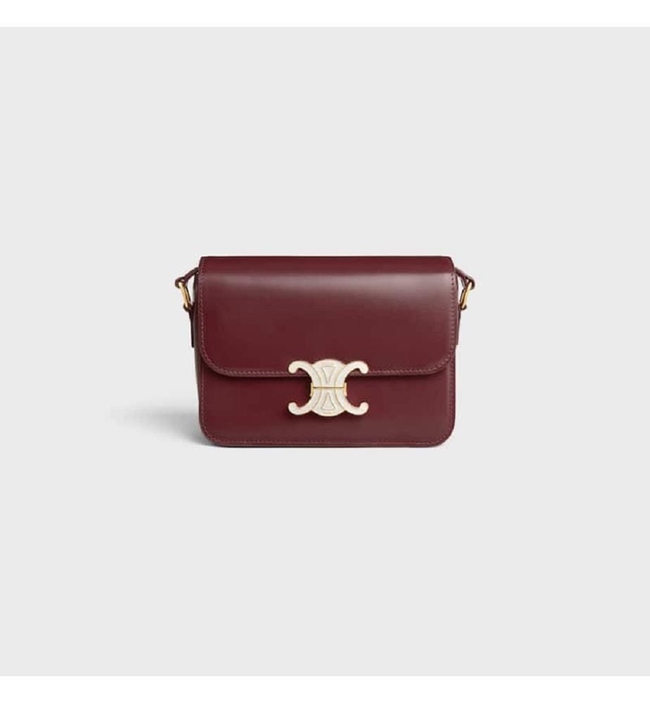 Borsa a tracolla Triomphe in pelle di agnello – Cotone bianco e nero
