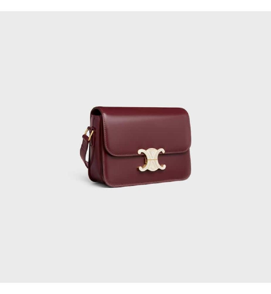 Borsa a tracolla Triomphe in pelle di agnello – Cotone bianco e nero