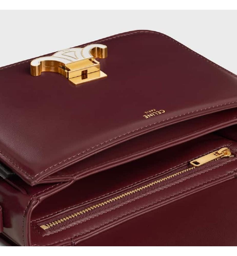 Borsa a tracolla Triomphe in pelle di agnello – Cotone bianco e nero