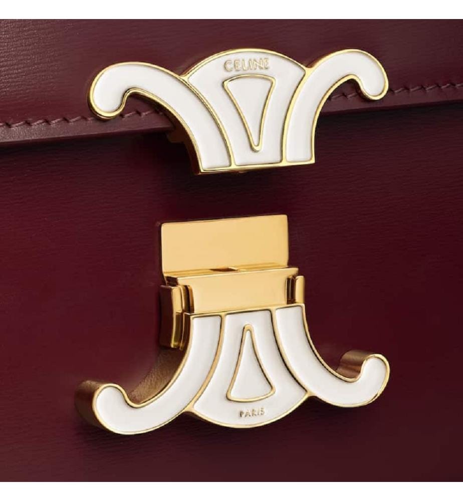 Borsa a tracolla Triomphe in pelle di agnello – Cotone bianco e nero