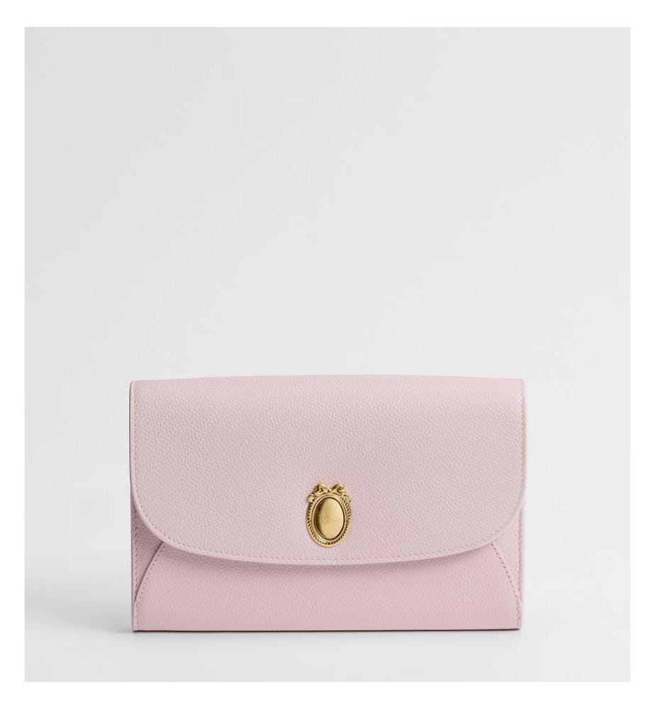 Medallion-Clutch aus Kalbsleder – Mehrfarbig-rosa