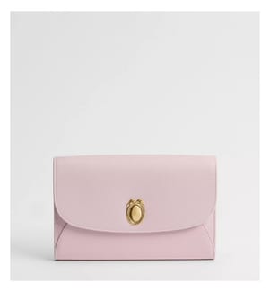Medallion-Clutch aus Kalbsleder – Mehrfarbig-rosa
