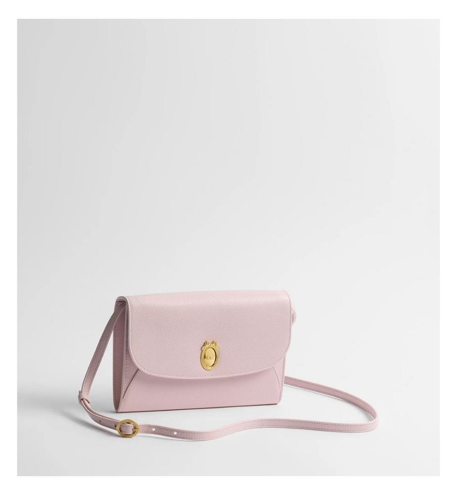 Medallion-Clutch aus Kalbsleder – Mehrfarbig-rosa