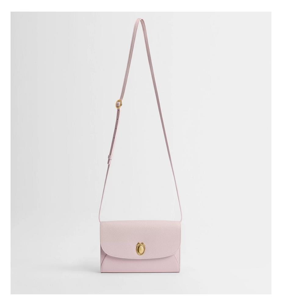 Medallion-Clutch aus Kalbsleder – Mehrfarbig-rosa