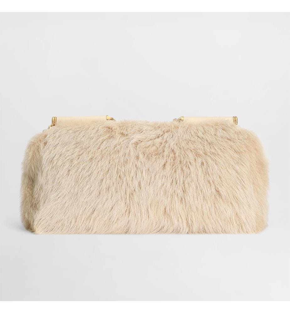 Medium My Sicily Handtasche aus Kalbsleder mit Pelz und Plongé - Beige