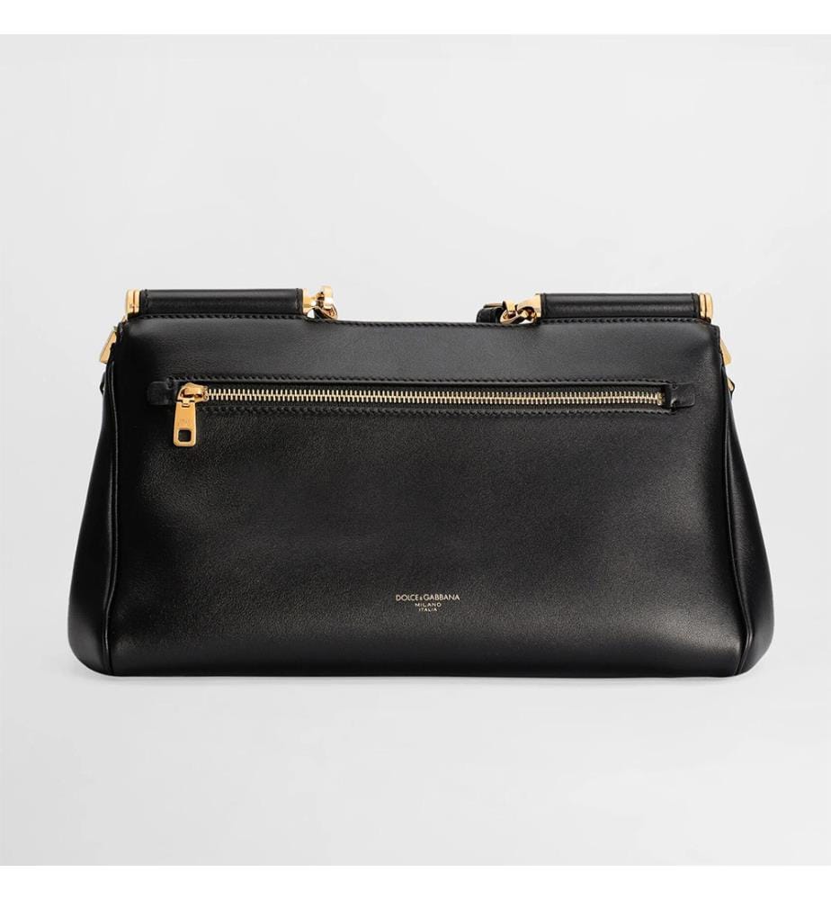 Medium My Sicily Handtasche aus Kalbsleder Plongé - Schwarz
