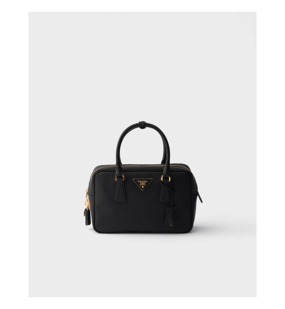 Small Saffiano Leather Top-Handle Bag - Black