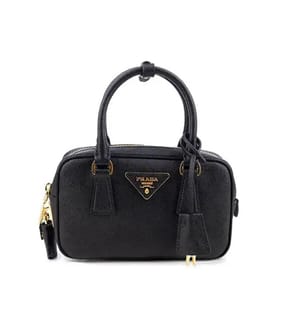 Handtasche aus Saffiano-Leder mit Tragegriff – Schwarz