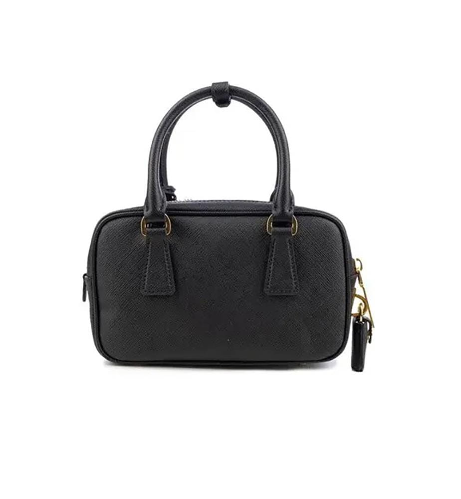 Handtasche aus Saffiano-Leder mit Tragegriff – Schwarz