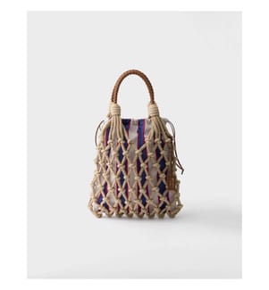 Noué Mittlere Makramee-Tasche aus Baumwolle - Cord und Königsblau