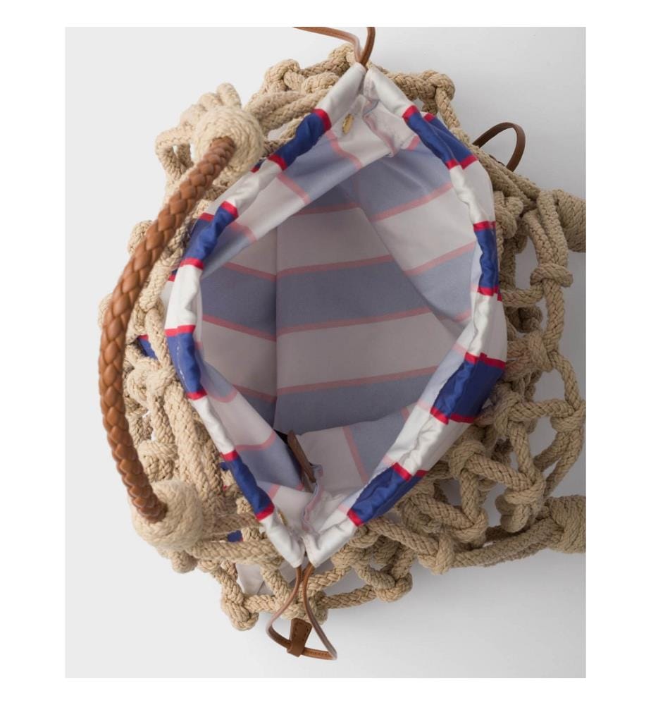 Noué Mittlere Makramee-Tasche aus Baumwolle - Cord und Königsblau
