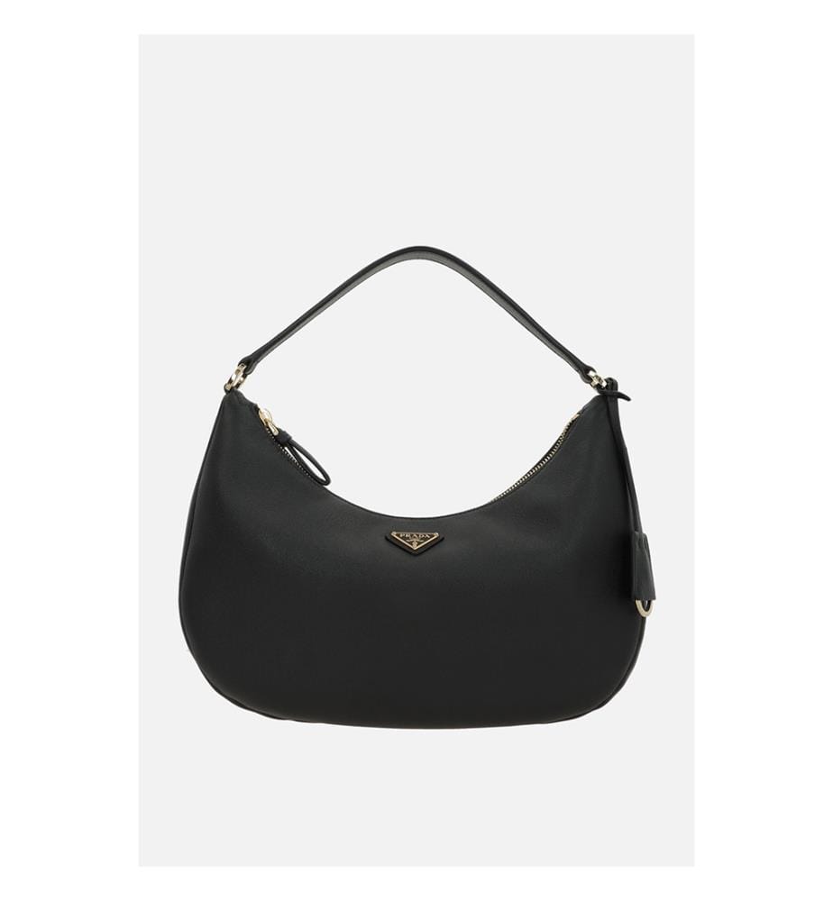 Medium hobo bag in soft leather - Black