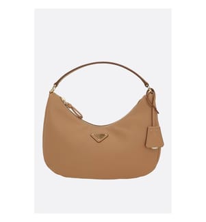 Medium hobo bag in soft leather - Beige