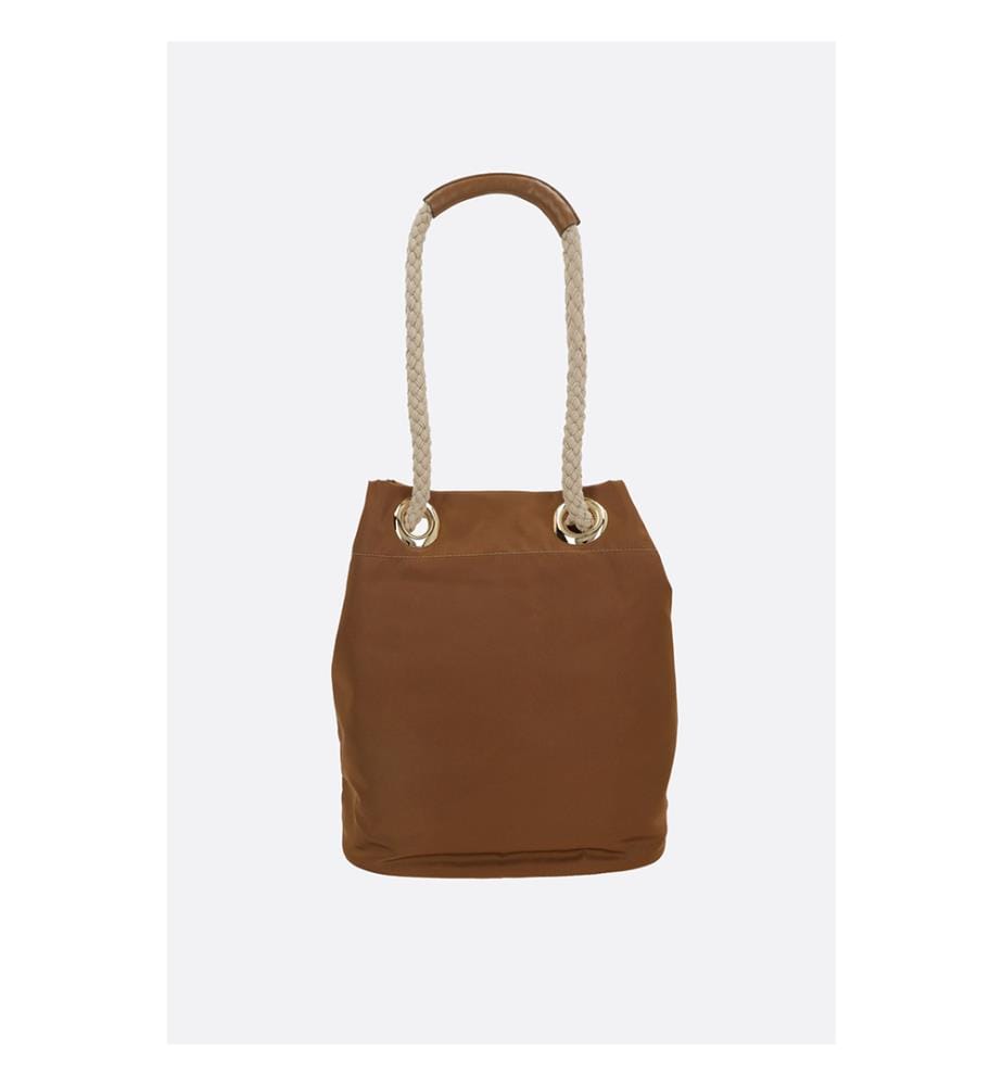 Kleine Eimertasche Mariner aus Re-Nylon - Braun