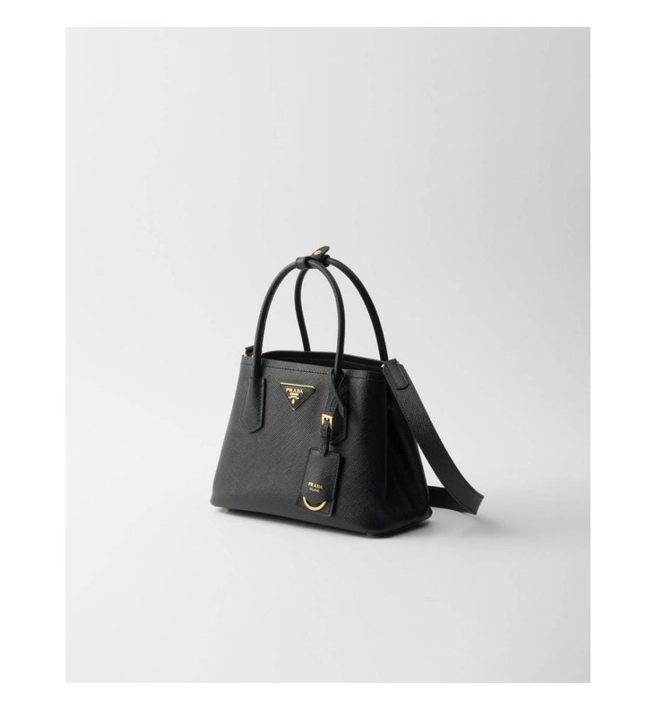 Double Small Saffiano Ledertasche - Schwarz