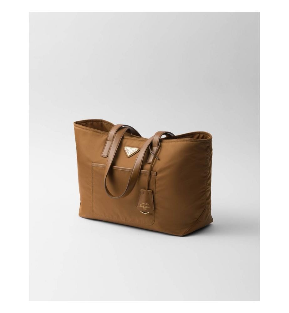 Re-Edition 1978 Medium Re-Nylon und Saffiano Leder Tote Bag - Brandy