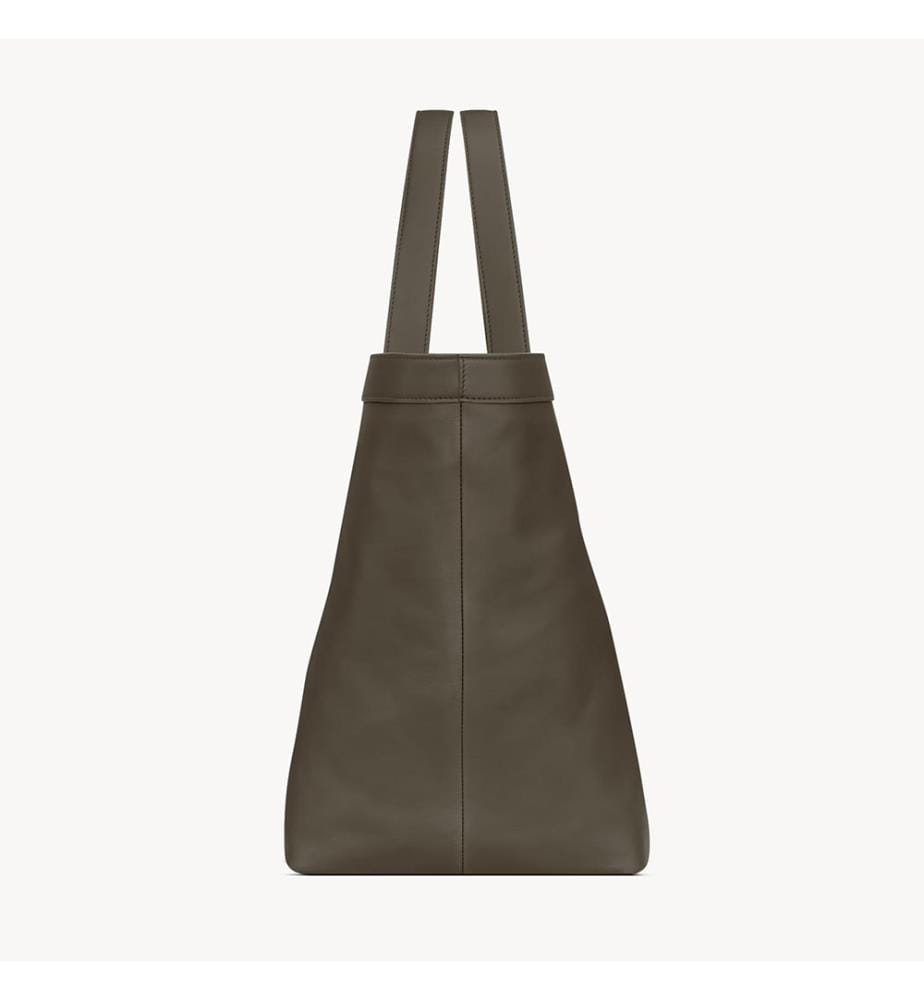 Leather Y tote bag - Musc Clair