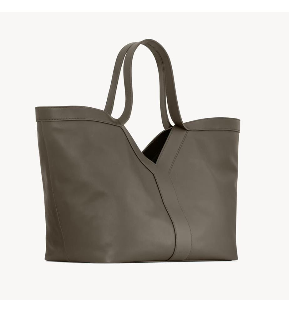 Leather Y tote bag - Musc Clair