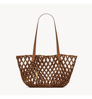 Kleine Korb-Tasche aus Holzperlen – Braun