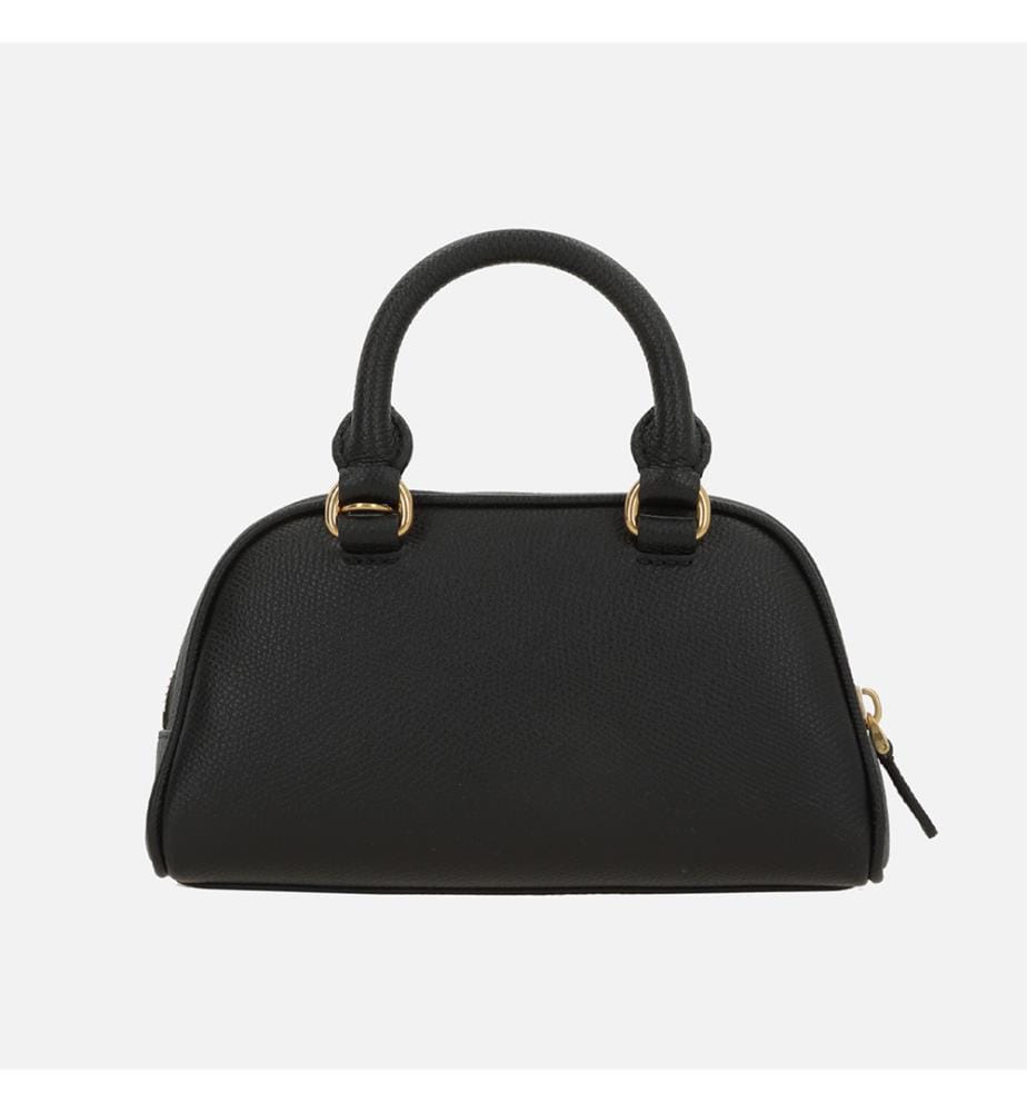 Mini-Bowlingtasche „VLogo Signature“ aus genarbtem Leder – Schwarz