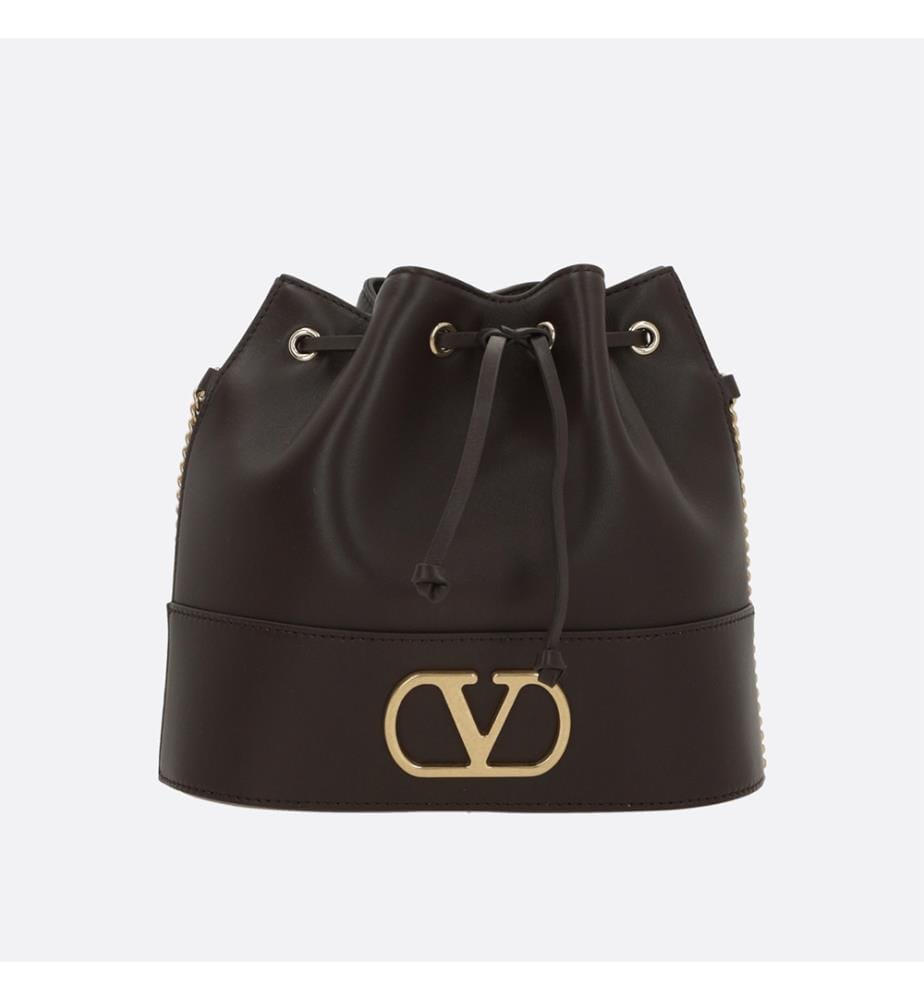 VLogo Signature Beuteltasche aus Nappaleder – Ebenholzbraun