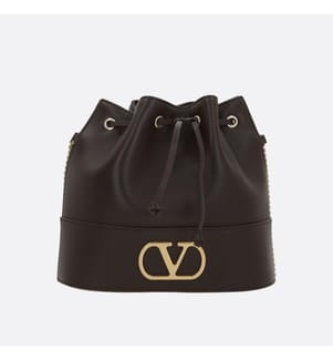 VLogo Signature Beuteltasche aus Nappaleder – Ebenholzbraun