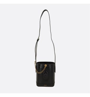 Beuteltasche aus glänzendem Leder – Schwarz und Gold