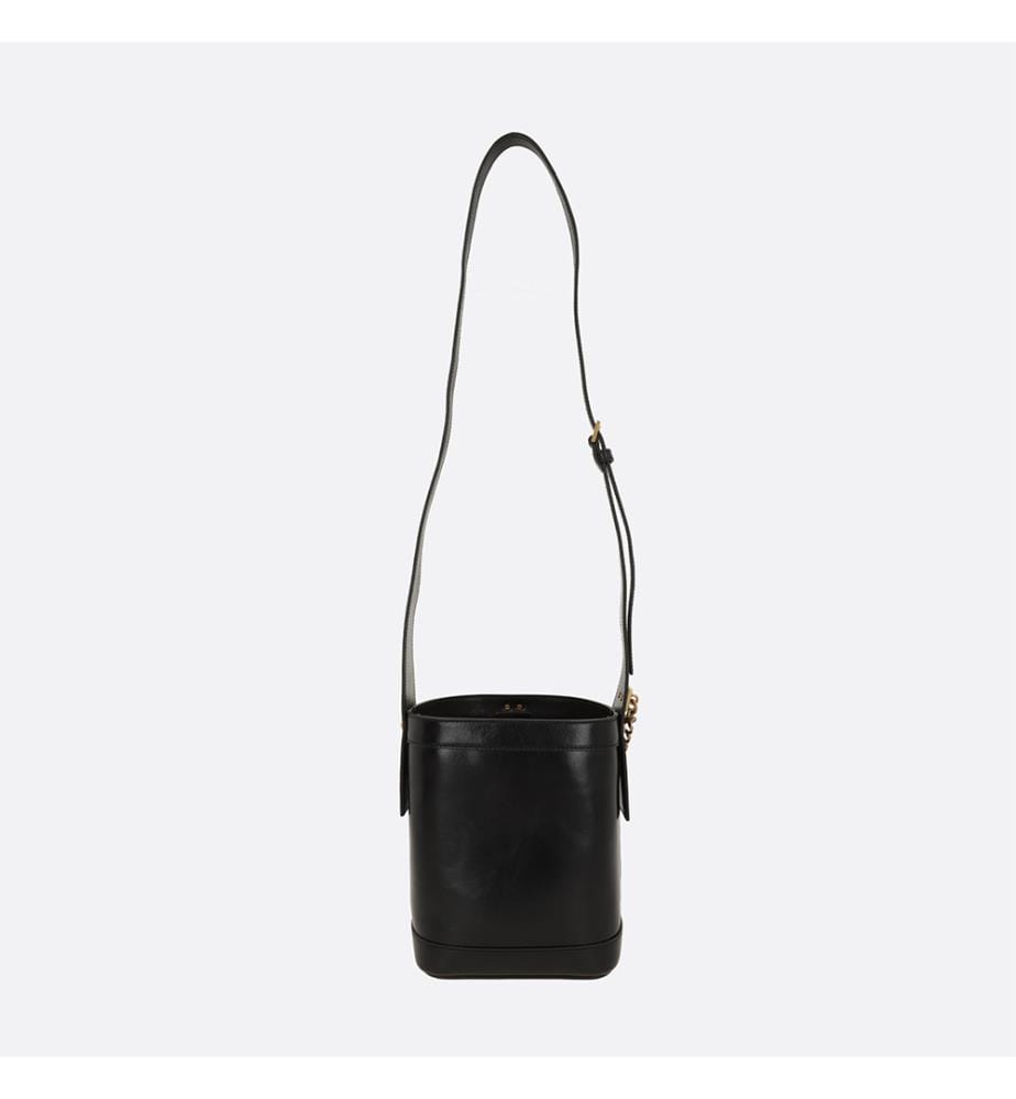 Beuteltasche aus glänzendem Leder – Schwarz und Gold