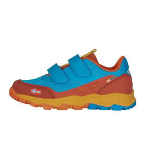 Preikestolen Wanderschuhe - roter Ton und dynamisches Blau und Senf