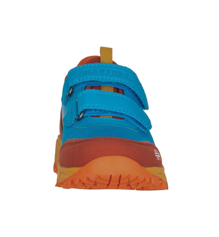 Preikestolen Wanderschuhe - roter Ton und dynamisches Blau und Senf
