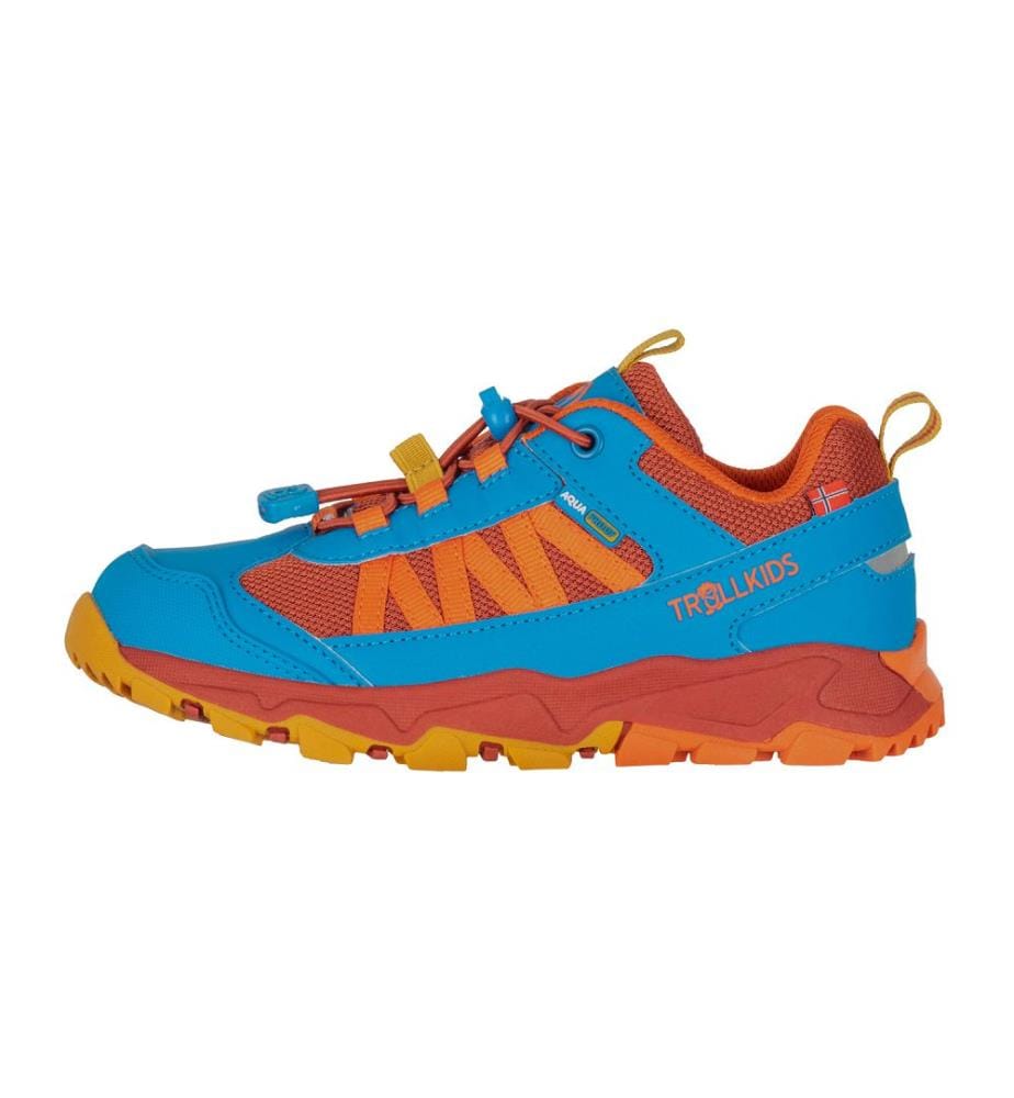 Tronfjell Wanderschuhe Low - roter Ton und dynamisches Blau und Senf