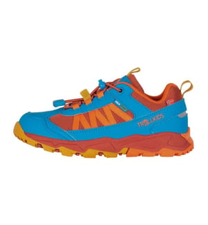 Tronfjell Wanderschuhe Low - roter Ton und dynamisches Blau und Senf
