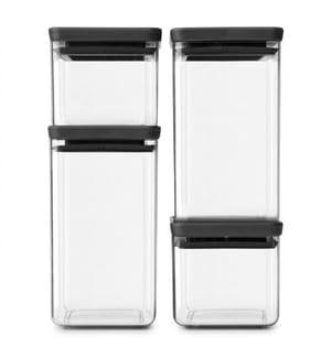 4er-Set Vorratsdose Eckig Tasty - Silber