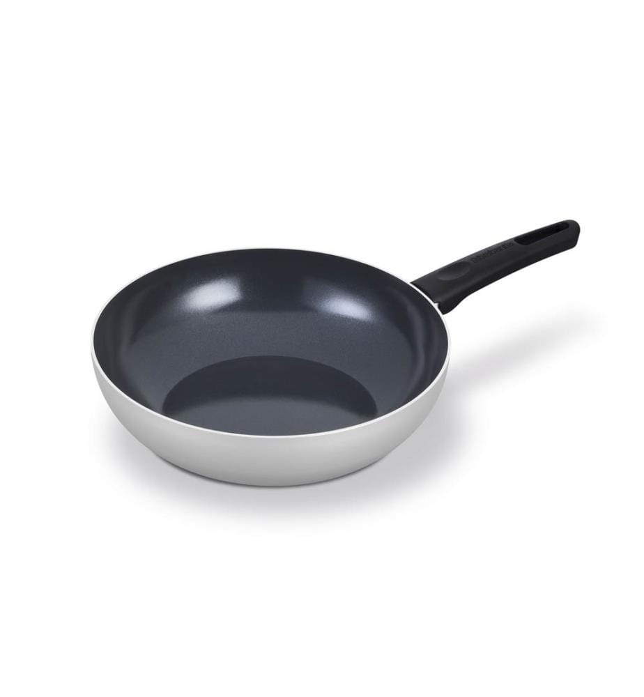 Indu+ Recycelter Pfandfreier Wok, 28 cm, Antihaftbeschichtung - Hellgrau