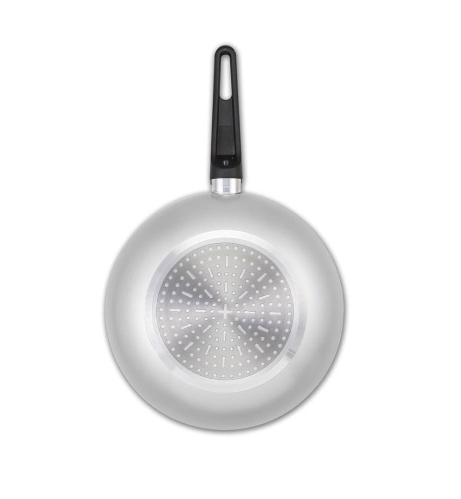 Indu+ Recycelter Pfandfreier Wok, 28 cm, Antihaftbeschichtung - Hellgrau