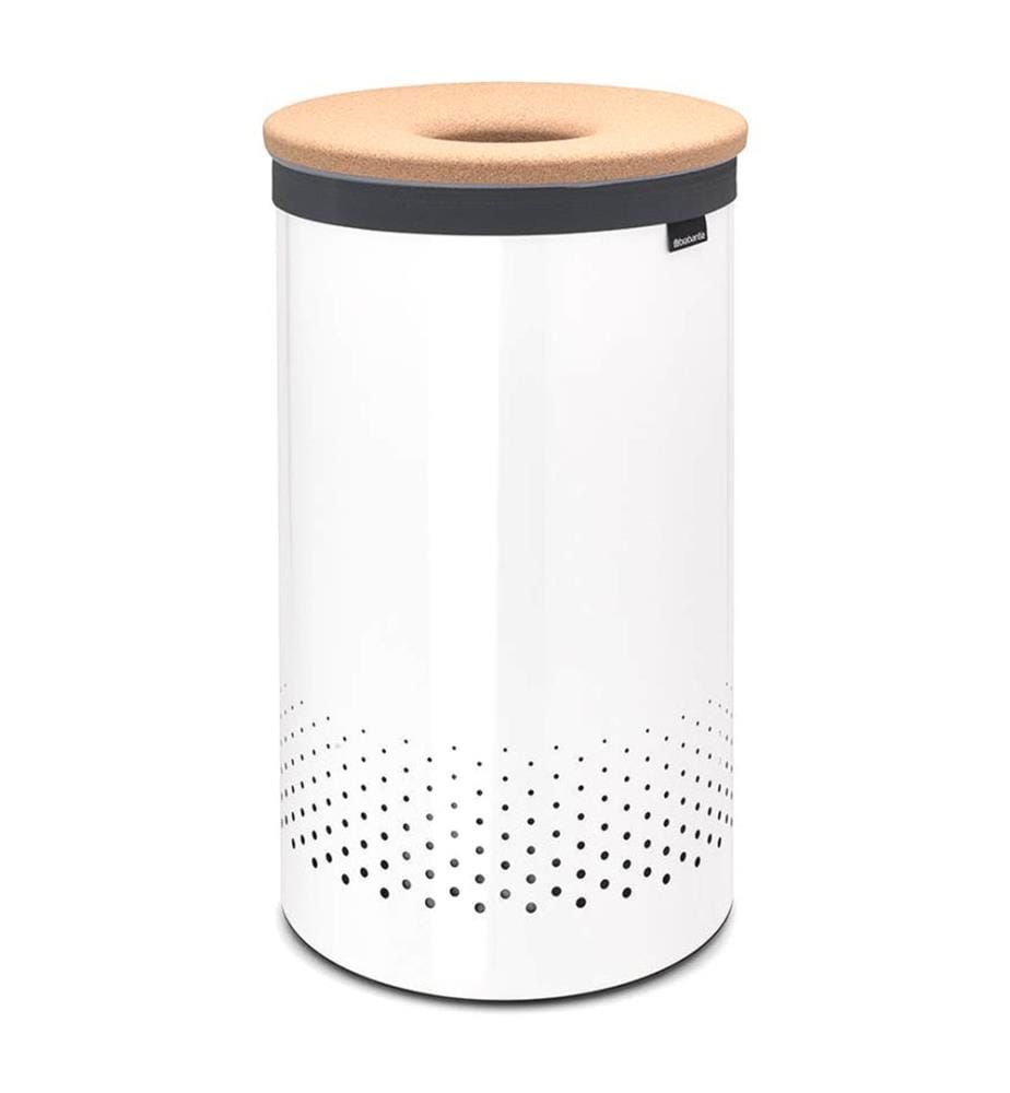 Corbeille à Linge avec Couvercle de Liège 60 L - Blanc