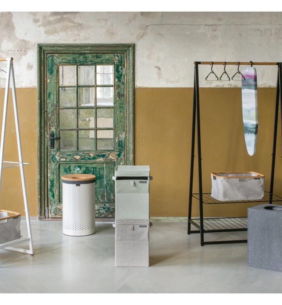 Corbeille à Linge avec Couvercle de Liège 60 L - Blanc