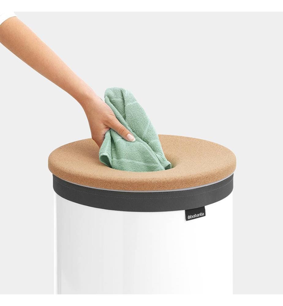 Corbeille à Linge avec Couvercle de Liège 60 L - Blanc