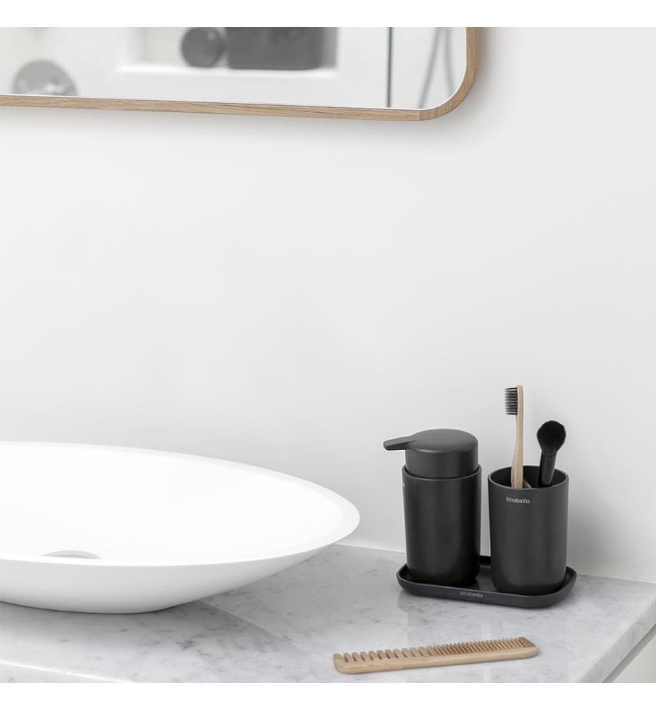 3-teiliges Badezimmerzubehör-Set ReNew - Dunkelgrau