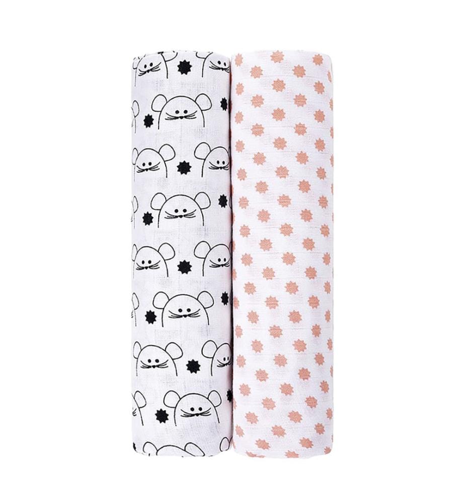 Organic Cotton Muslin Mouse 120X120 (Pack 2Und)