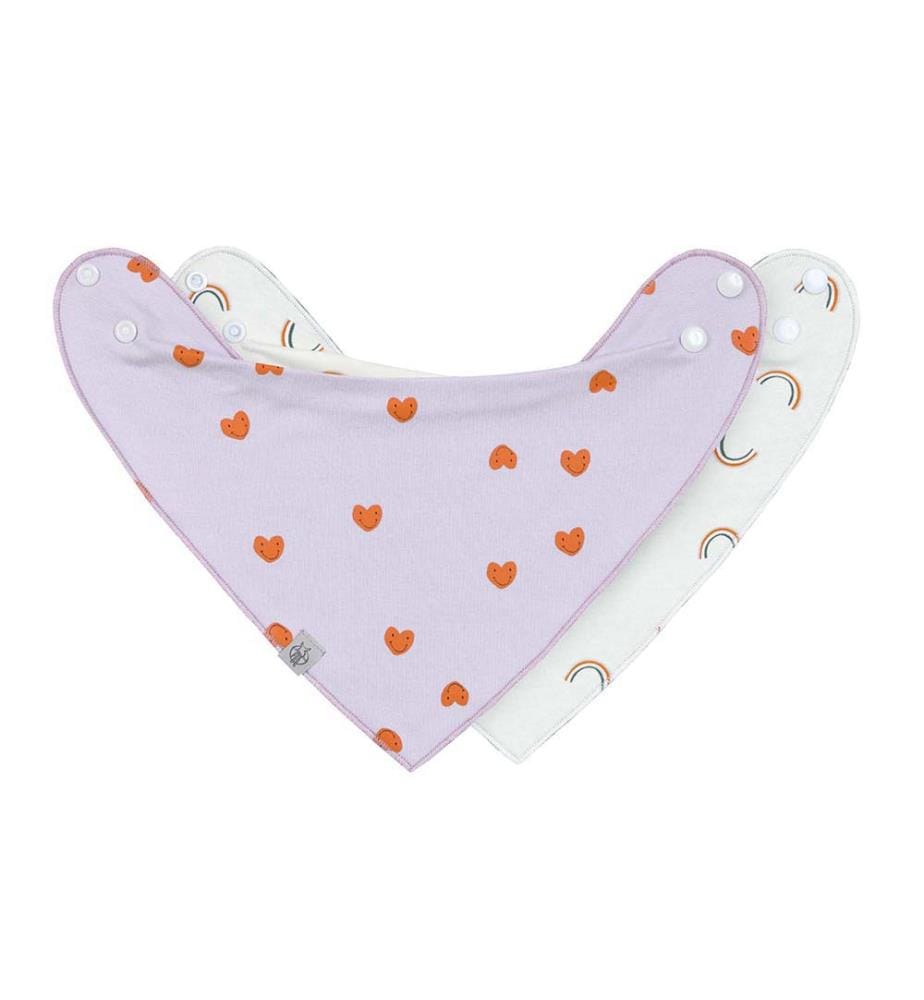 2er-Set Lätzchen Bandana Happy Rascals Herz - Lavendel