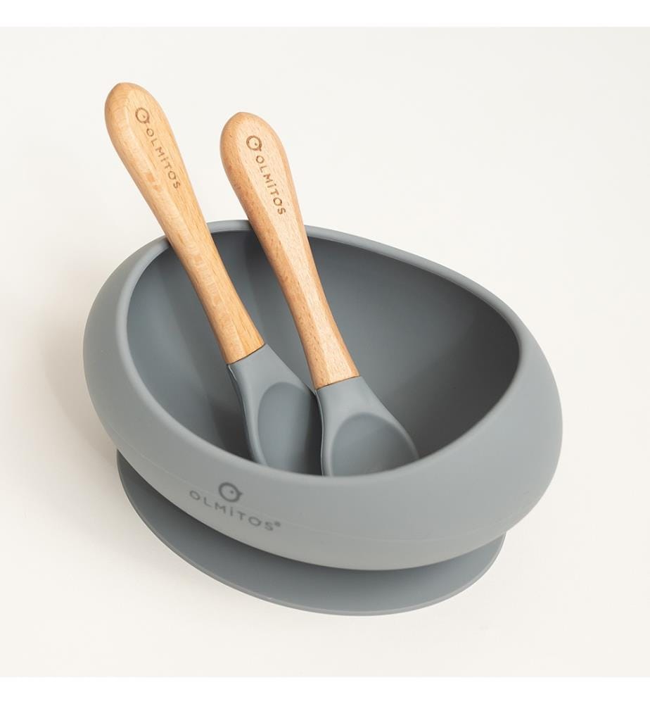 Servizio da tavola in silicone, 3 pezzi - Grigio