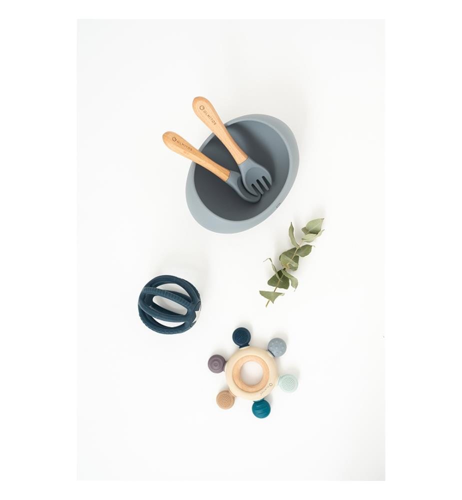 Servizio da tavola in silicone, 3 pezzi - Grigio