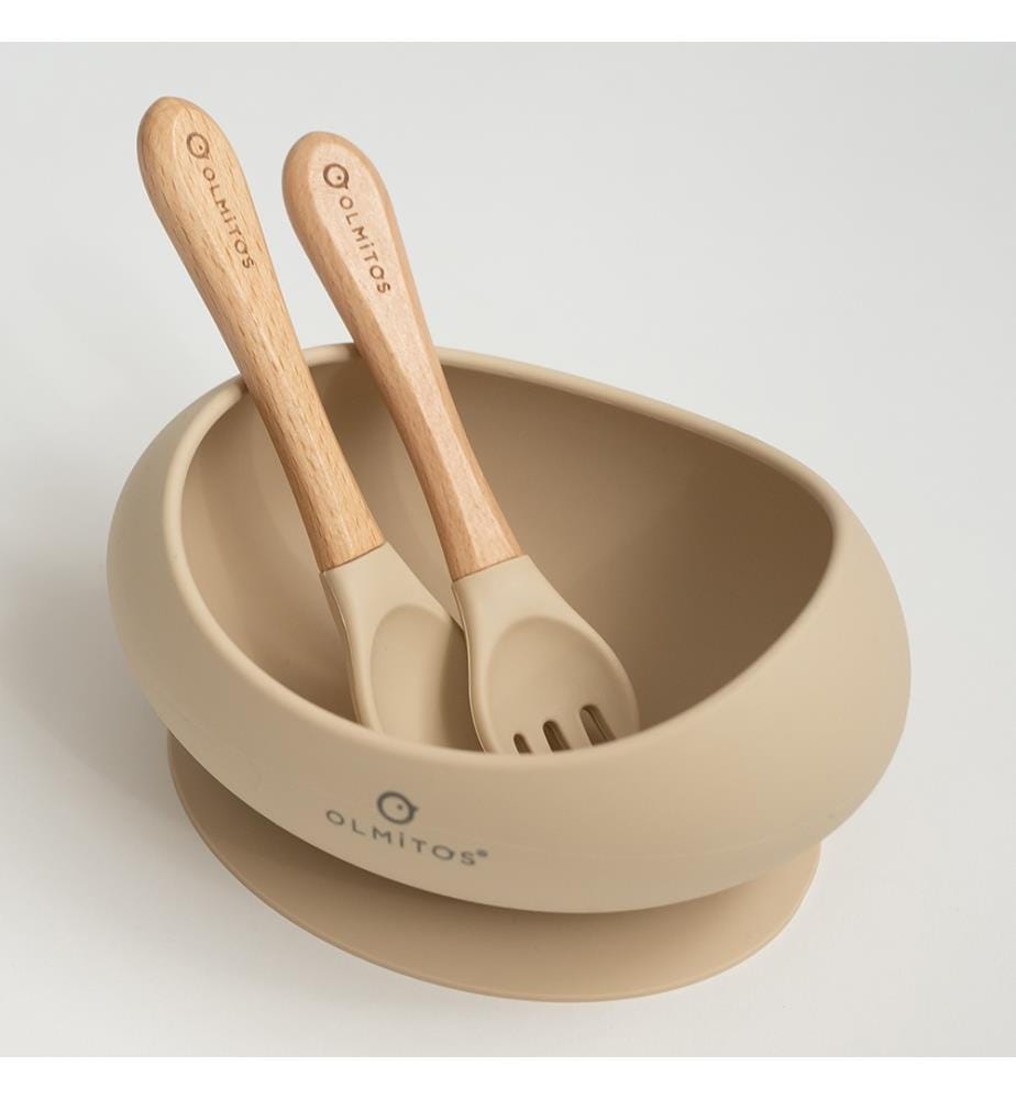 Servizio da tavola in silicone, 3 pezzi - Beige
