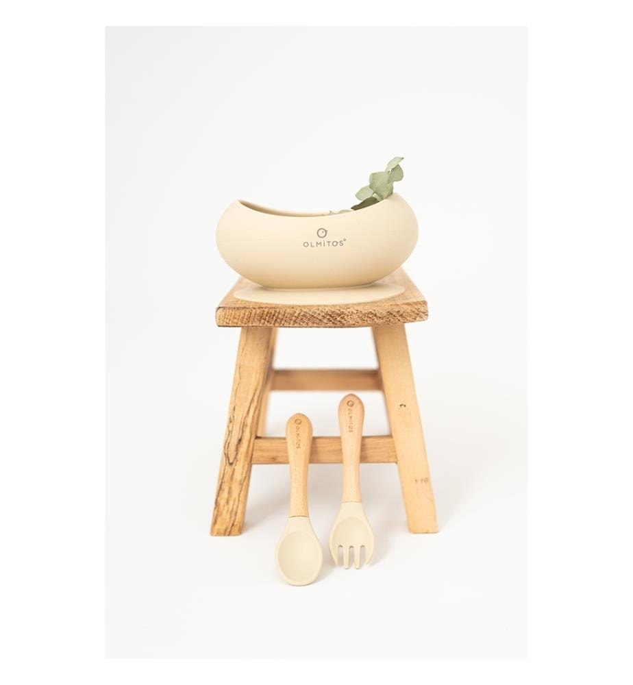 Servizio da tavola in silicone, 3 pezzi - Beige