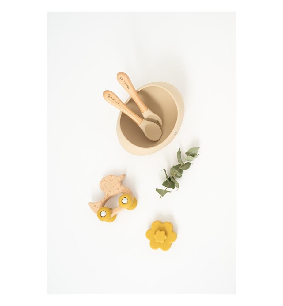 Servizio da tavola in silicone, 3 pezzi - Beige
