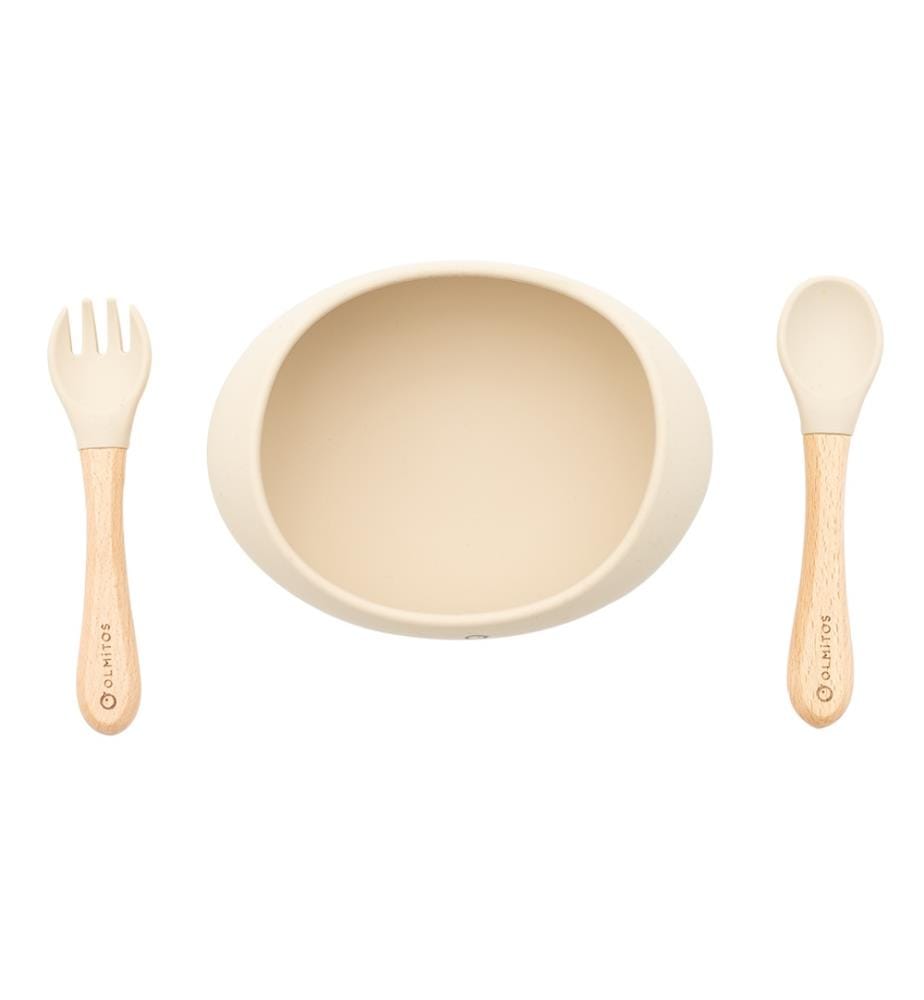 Servizio da tavola in silicone, 3 pezzi - Beige