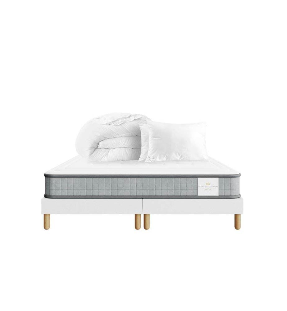 Set Matratze 180 x 200 + 2 Bettroste 90 x 200 + 2 Kopfkissen 60 x 40 + 1 Duvet 240 x 260 cm - Windsor 17 cm