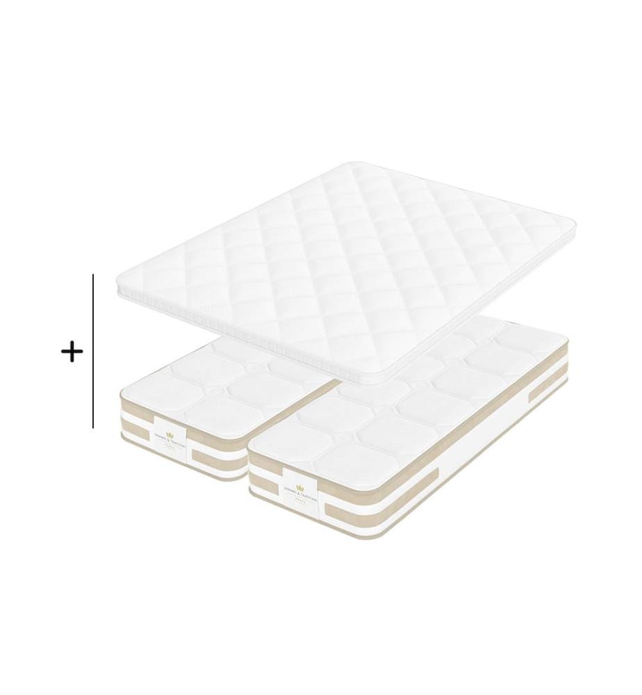 Set Matratze 180 x 200 + 2 Bettroste 90 x 200 + 2 Kopfkissen 60 x 40 + 1 Duvet 240 x 260 cm - Magellan 30 cm